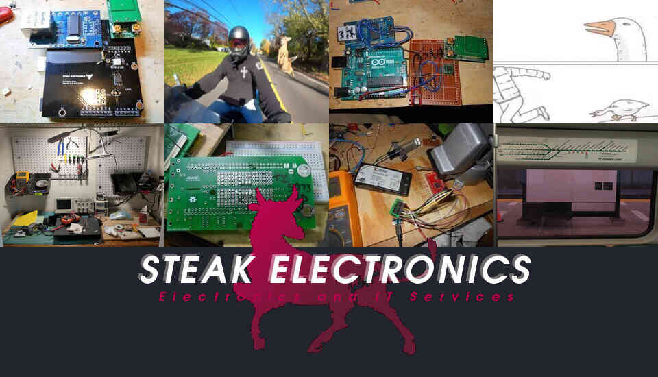 Logo of company with 8 pictures in the background randomly selected from a picture gallery